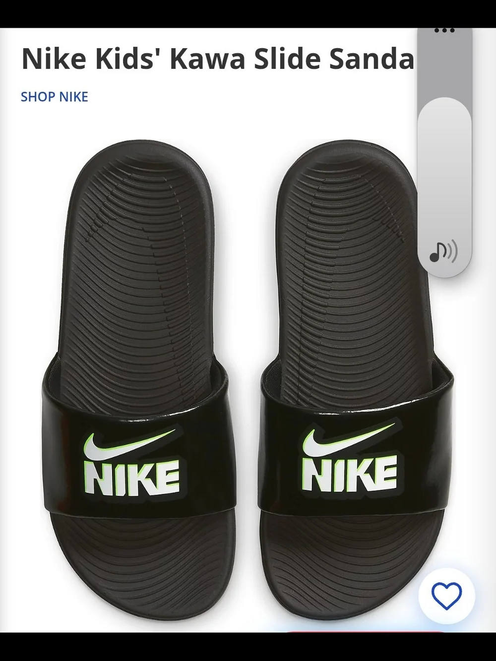 Nike Black Slide Sandals with Neon Green Logo